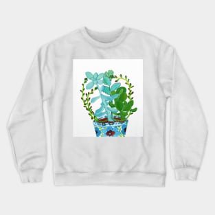 Indian Pot with Succulents Crewneck Sweatshirt